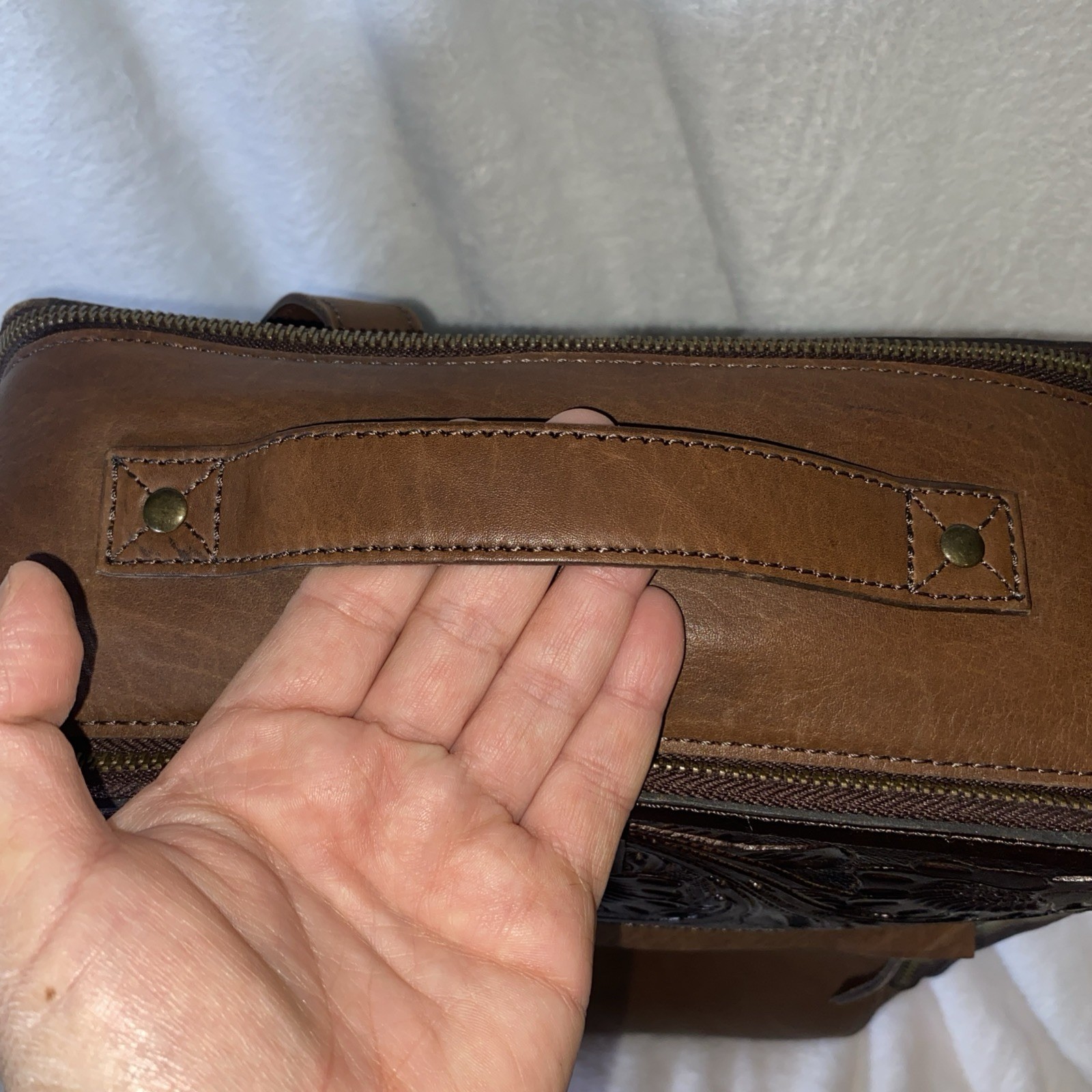 Westward Rancher “Concealed Carry” Genuine Brown Leather Rectangular Backpack.