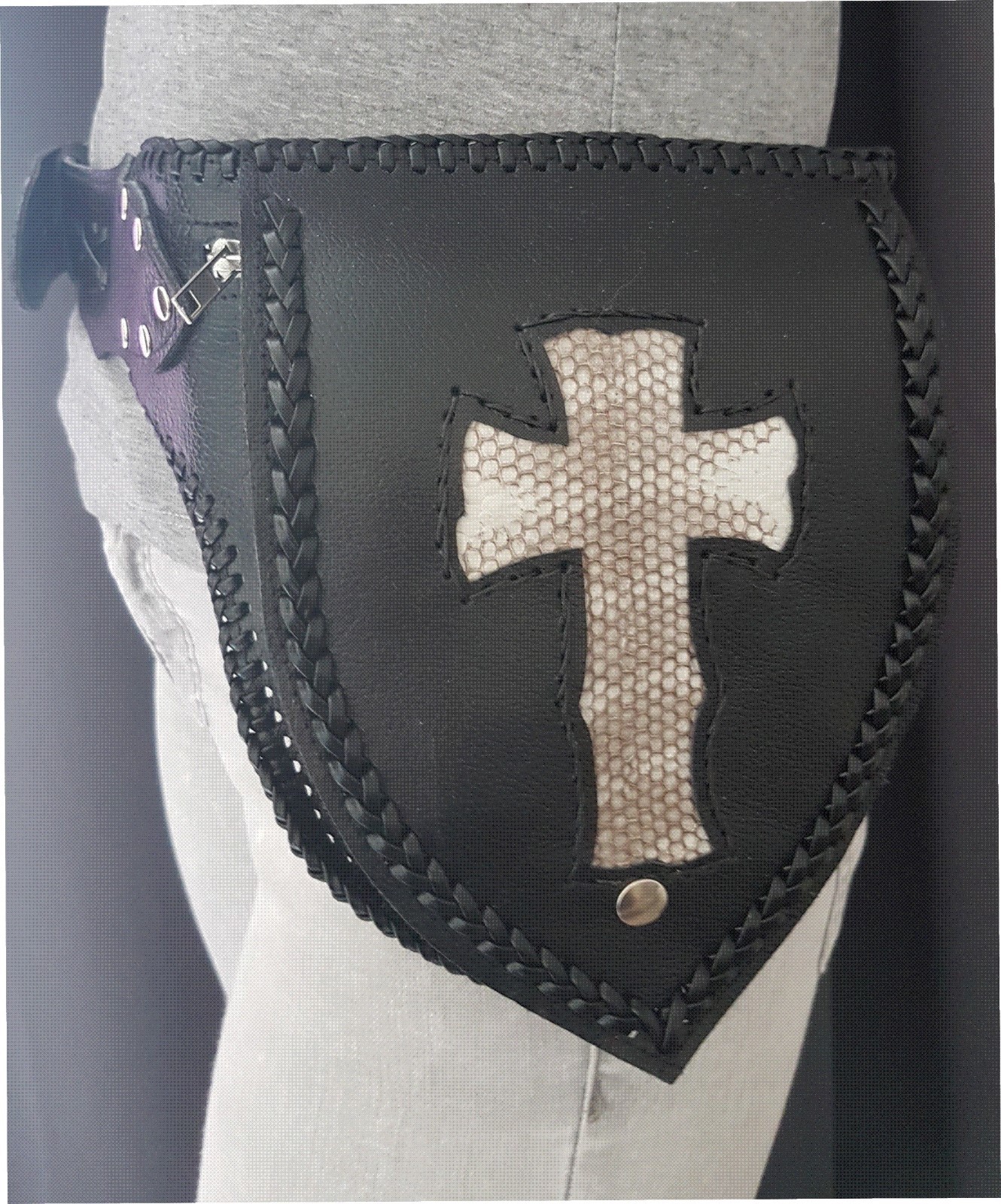 Leather & Seasnake Utility Belt Pouch Biker Hip Money Belt Larp Steampunk