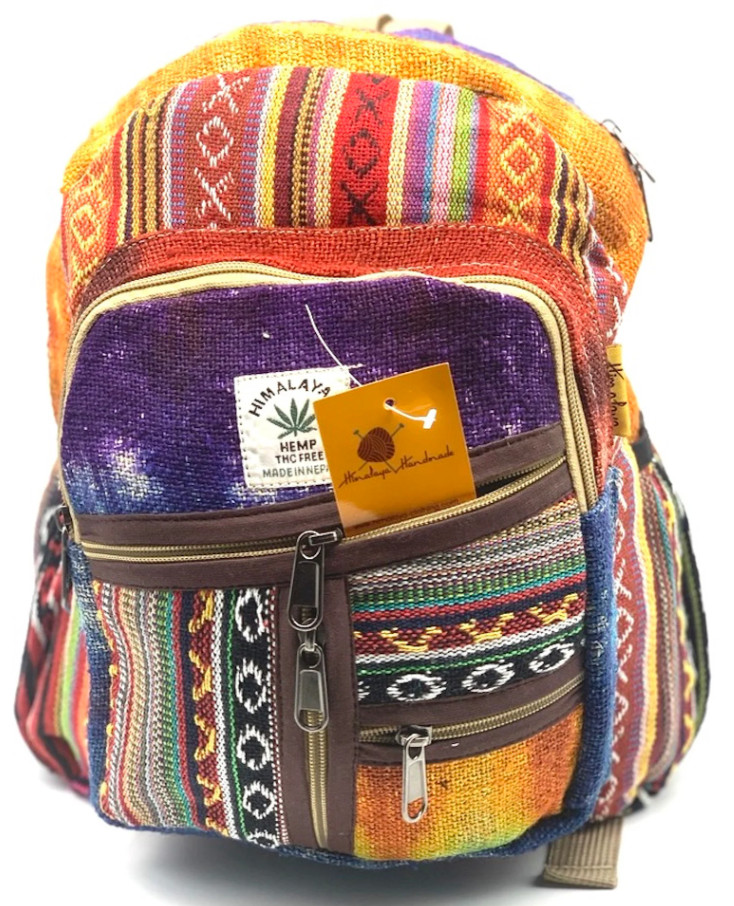 Himalayan Hemp Mini Backpack, Fair Trade Festival Bag, Boho Travel Pack