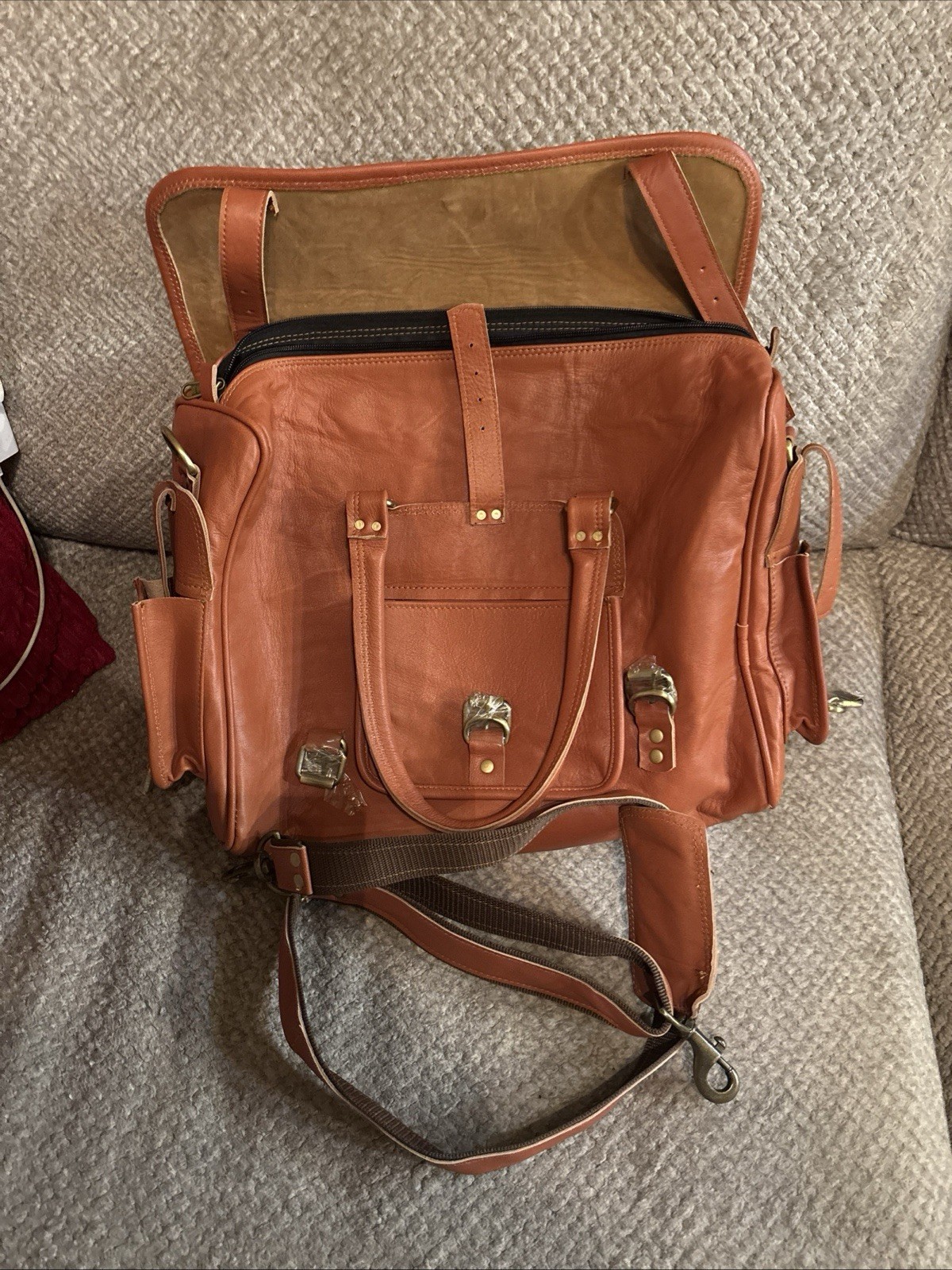 MaheTri Genuine Leather Briefcase Messenger Bag 16” Brown NEW Buffalo Leather