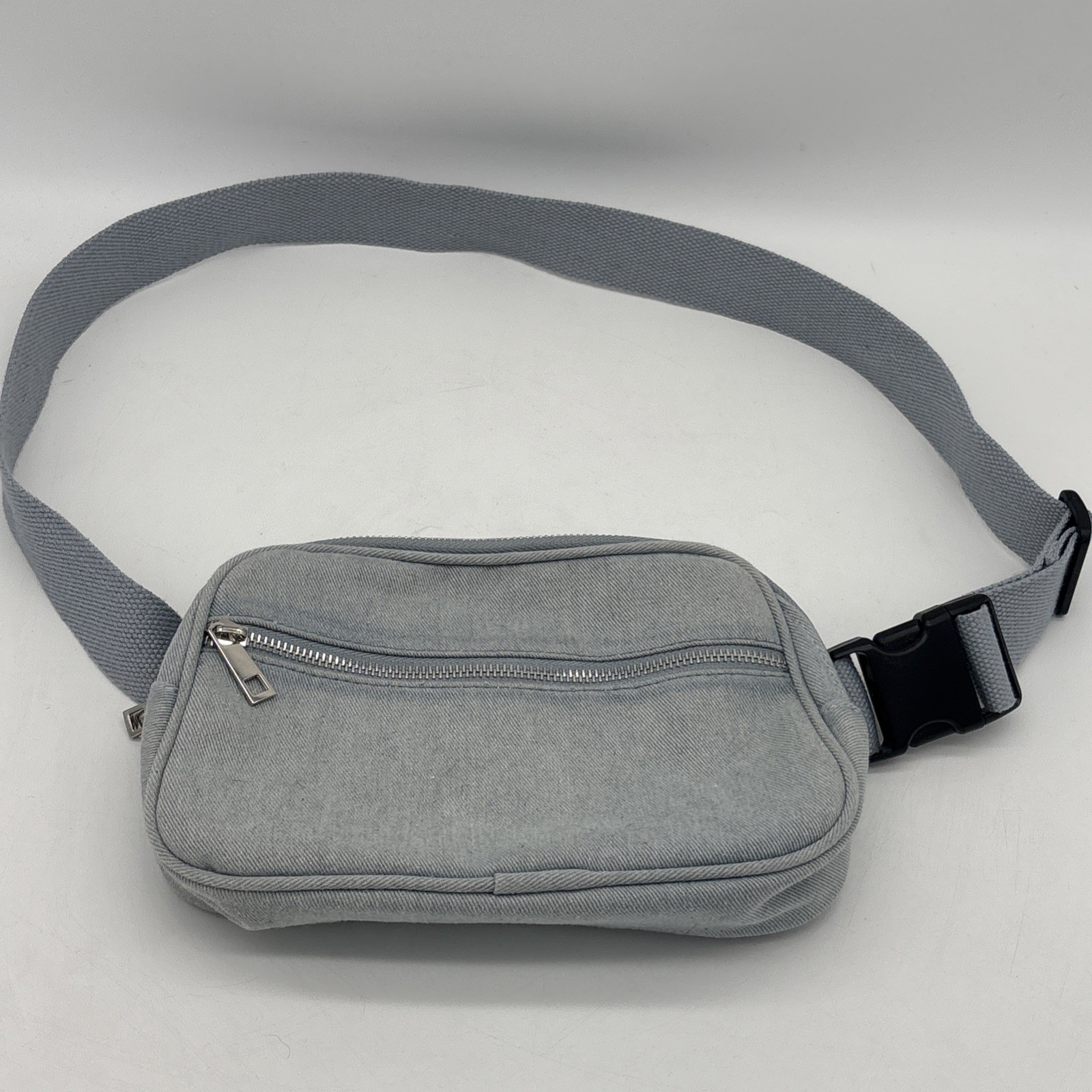 Light Blue Canvas Fanny Pack Waist Bag Hip Belt Bum Crossbody Lightweight Womens