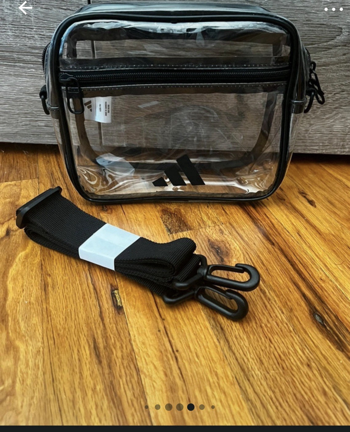 adidas Clear/Black Small Crossbody Bag Zip Closure Adjustable Strap Unisex