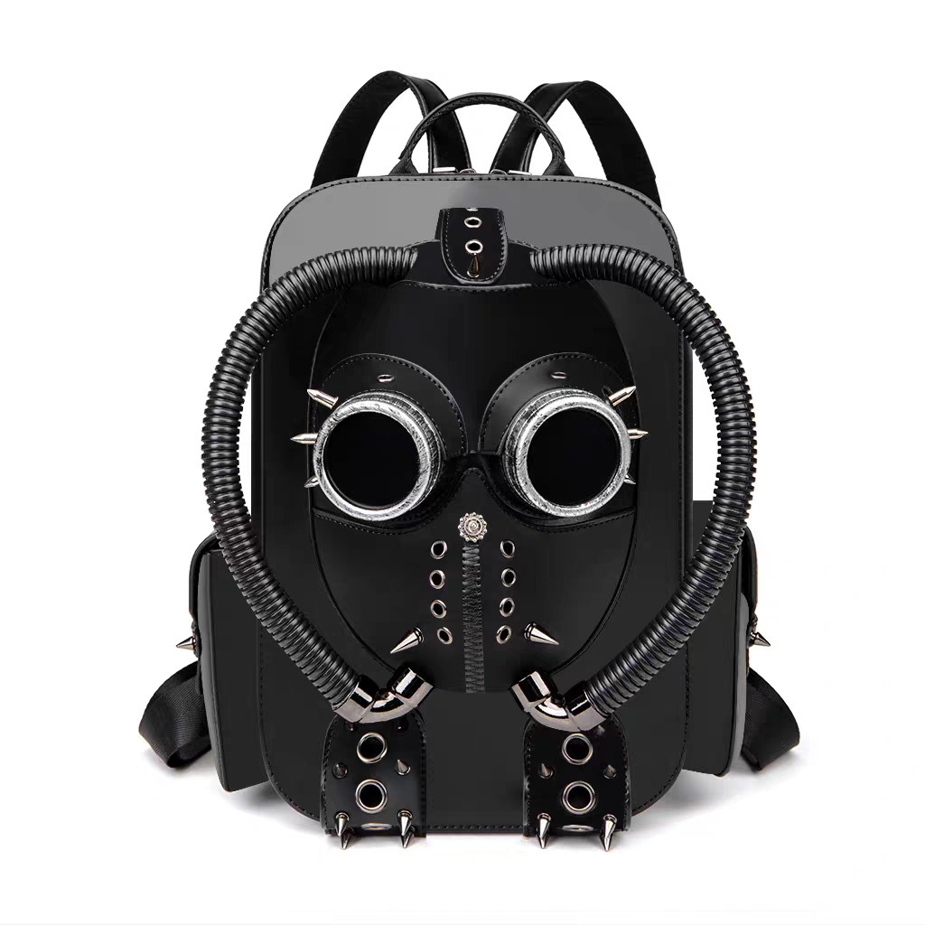 Vintage Gothic Style Design Rivet Inlay 3D Biochemical theme Pu Leather Backpack
