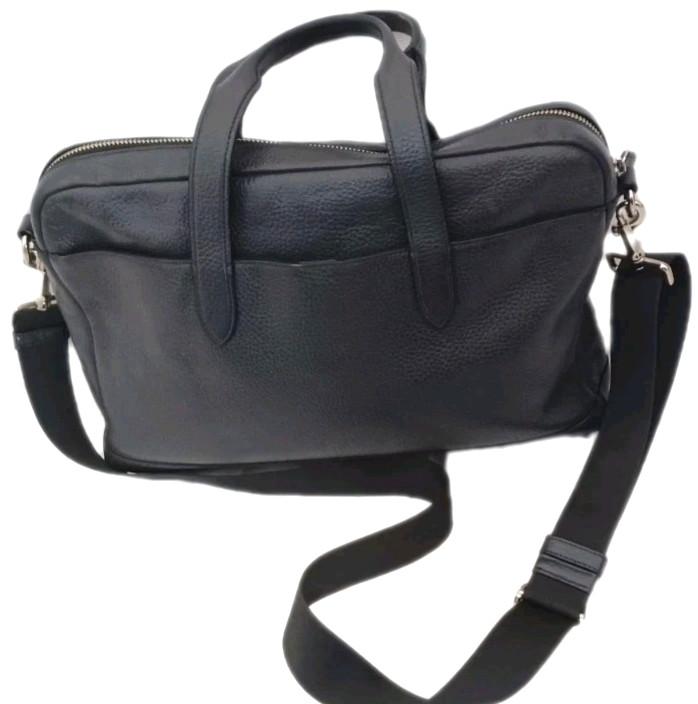 COACH F11319 Hamilton Pebbled Leather Briefcase Laptop Computer Bag Blue Men Uni