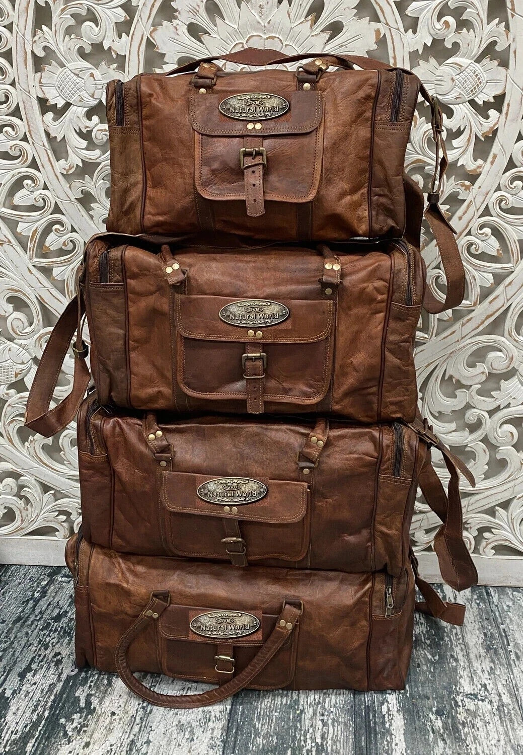 Leather Bag Travel Duffel Vintage Gym Genuine Men Overnight Luggage Handmade Men