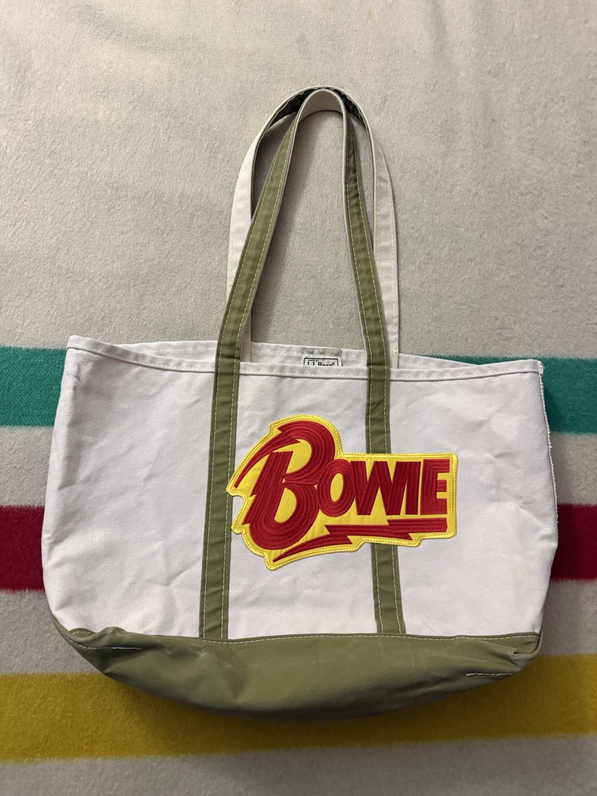 Vintage 1:1 LL Bean David Bowie Boat & Tote Bag Olive Drab Green SoundPlusVision
