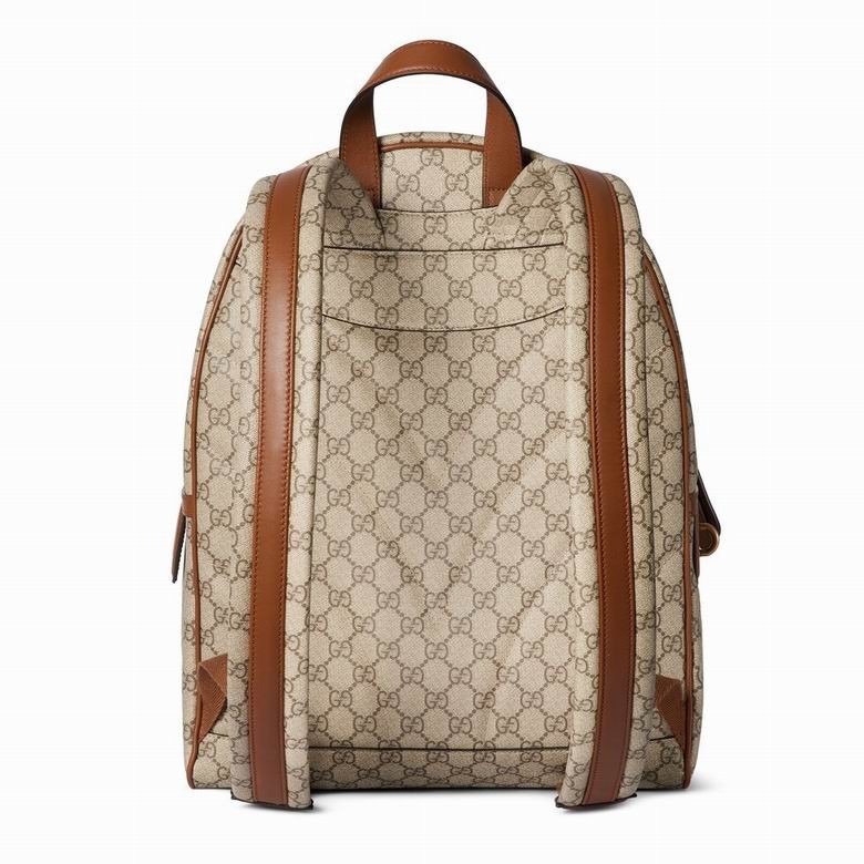 Gucci GG Emblem Medium Canvas Leather – Trimmed Backpack – BROWN – Made in Italy