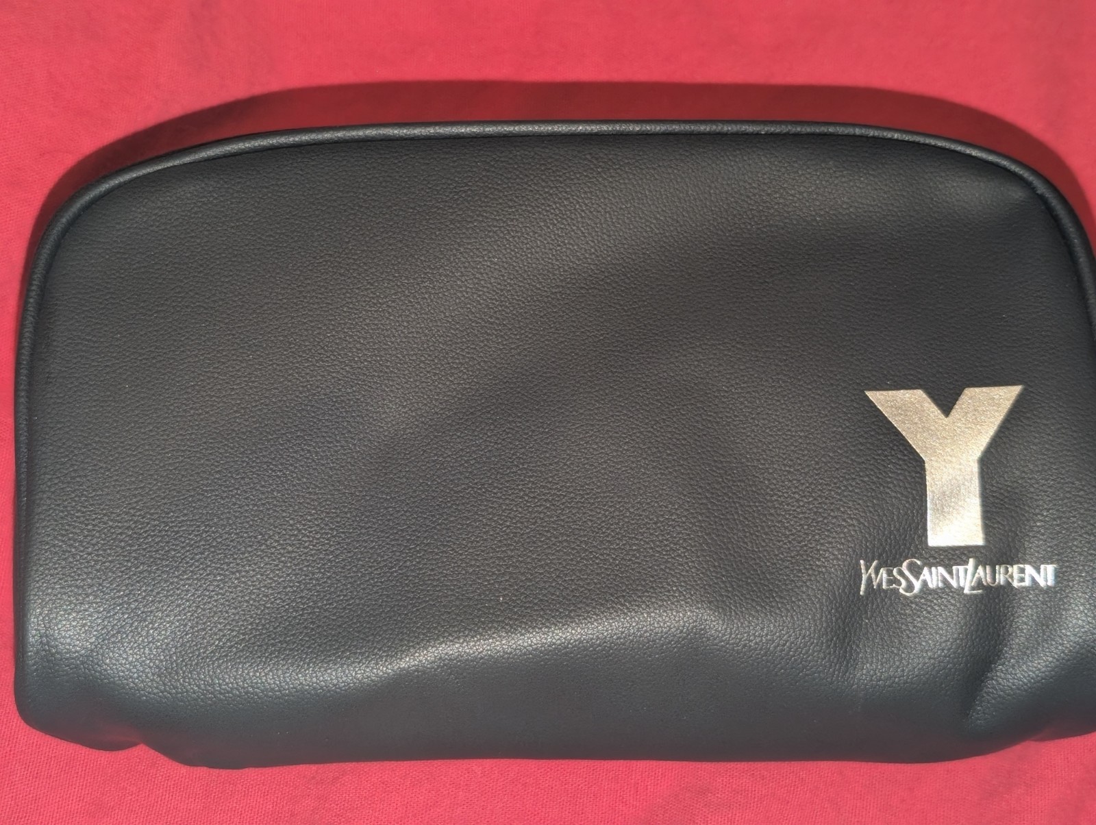 Yves Saint Laurent YSL Parfums Pouch black faux leather travel Dopp Bag New