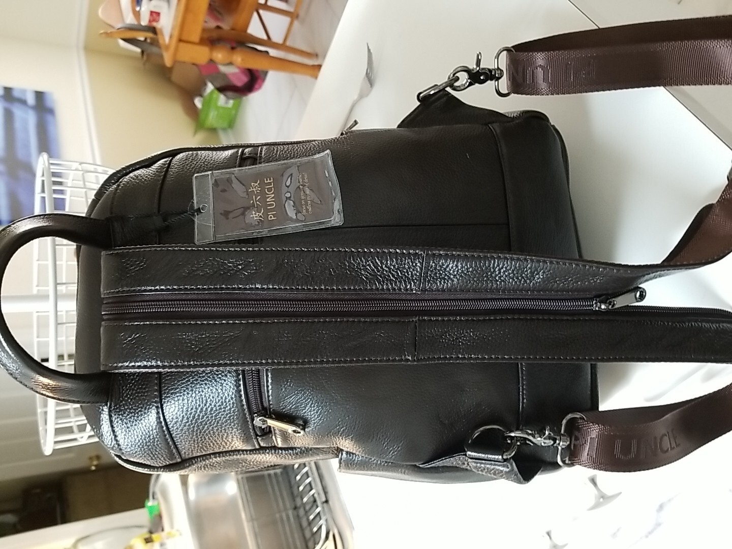 large brand new leather backpack men