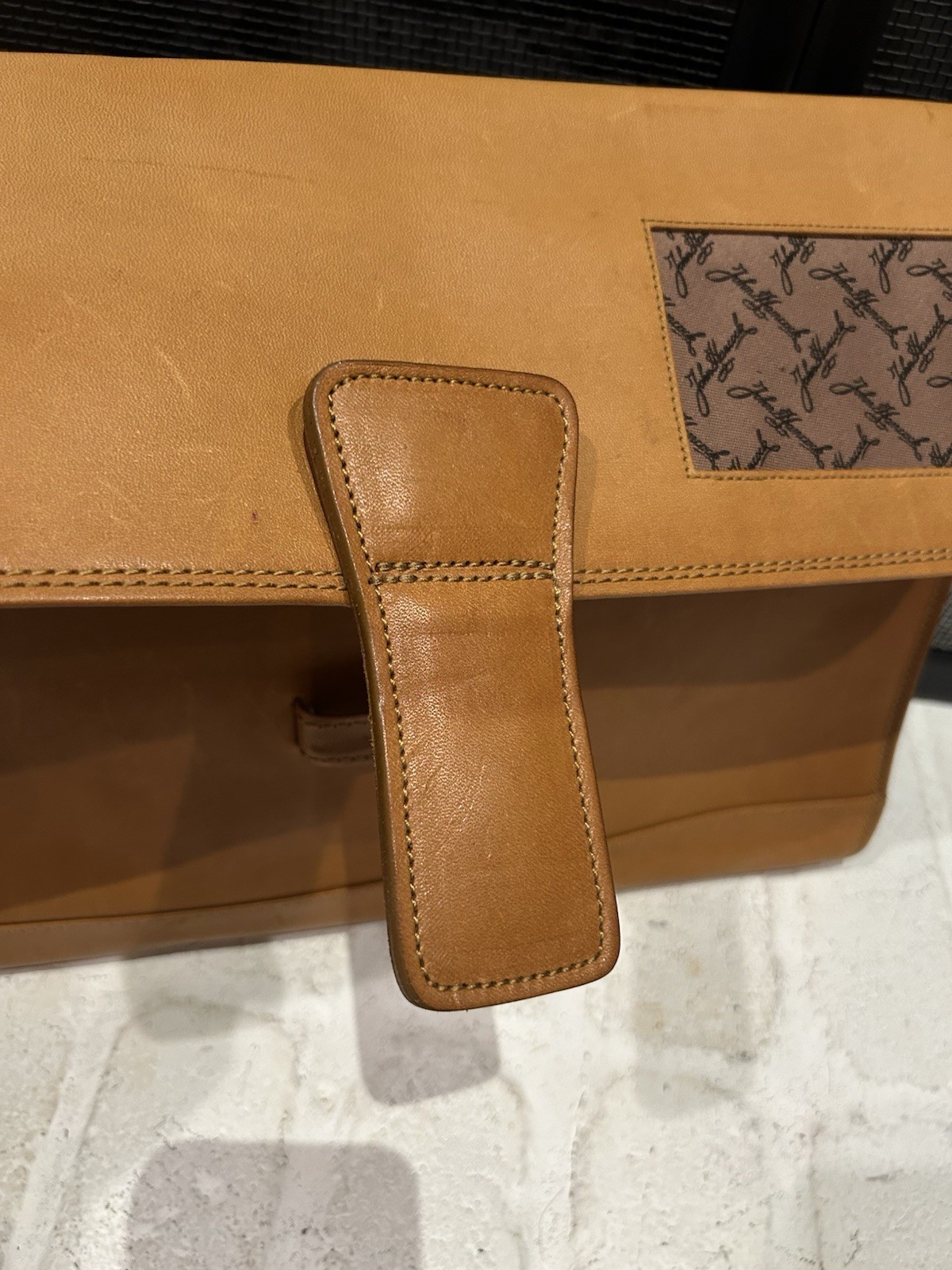 John Hancock Leather Under Arm Document/Laptop/Portfolio Sleeve W/Closing Flap