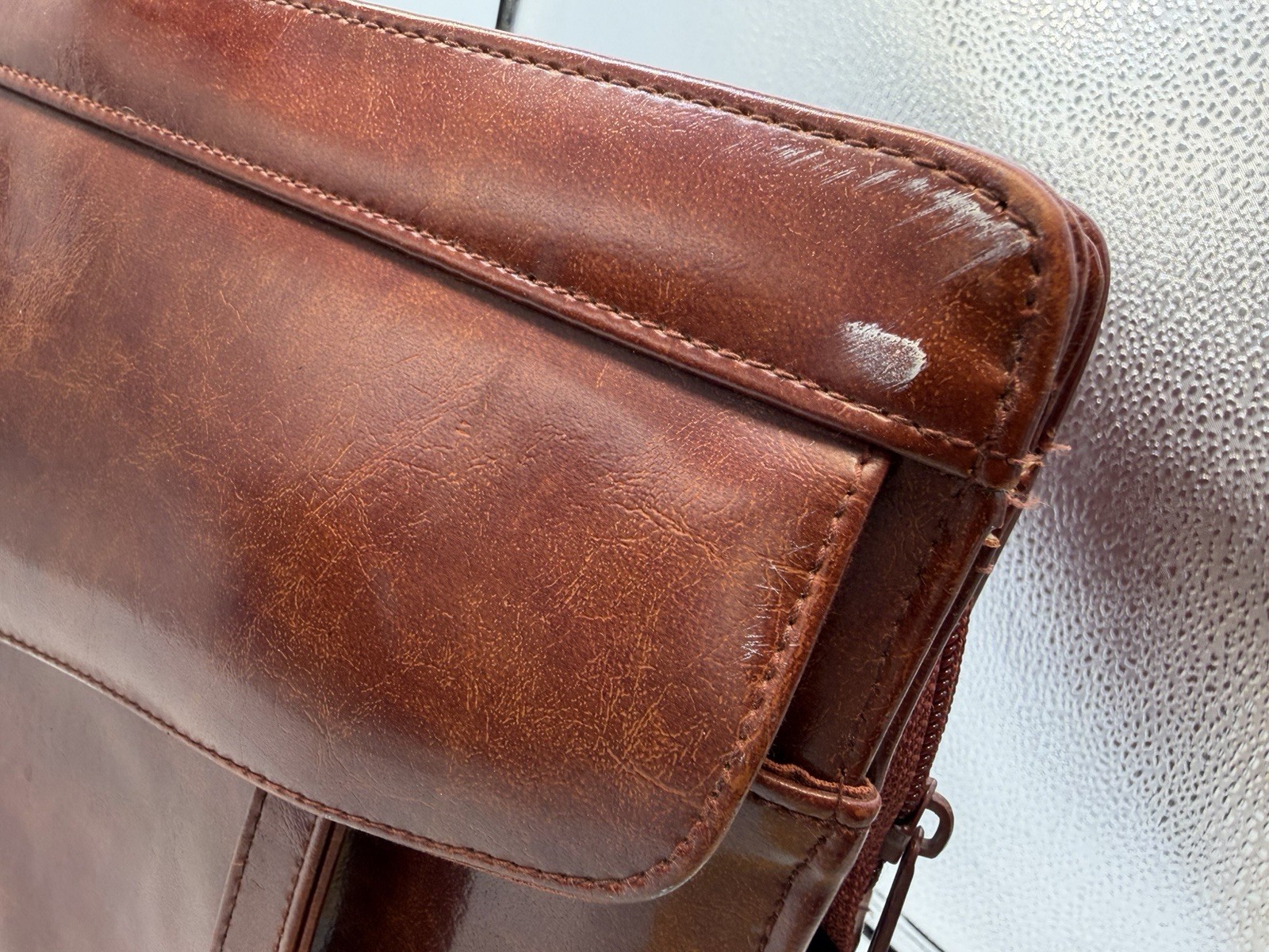 Brown Vintage Jackson Leather Briefcase Bag Double Top Handles