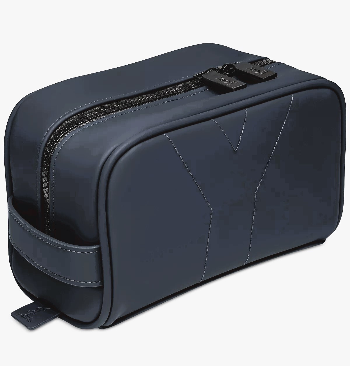 Yves Saint Laurent YSL ‘Y’ Navy Faux Leather Toiletry Shave Bag Makeup Pouch NEW