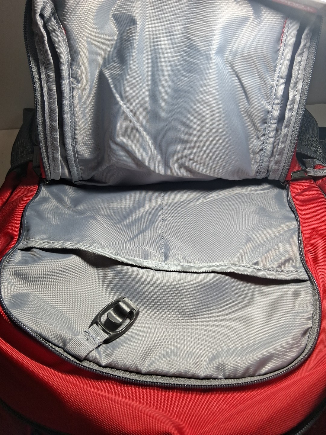 Under Armour Storm 1 Backpack Red Gray Pockets Wide Straps. Wisconsin University