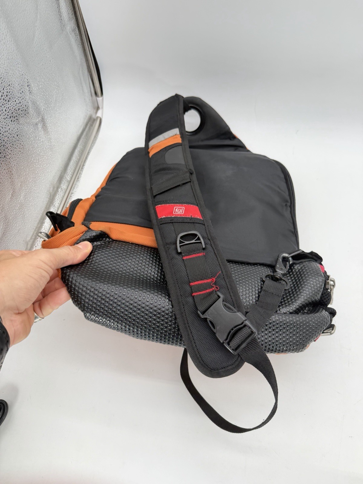 Ful Sling Backpack Orange Laptop Bag Travel Crossbody Day Backpack Audio Port