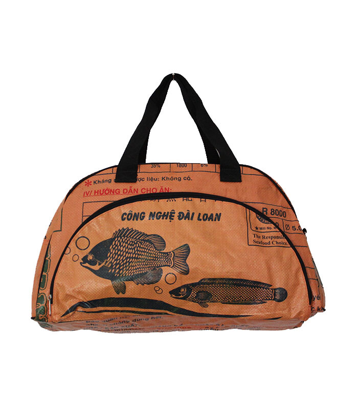Fair Trade Upcycled Fish Feed Deluxe Cabin Size Travel Bag made in Cambodia