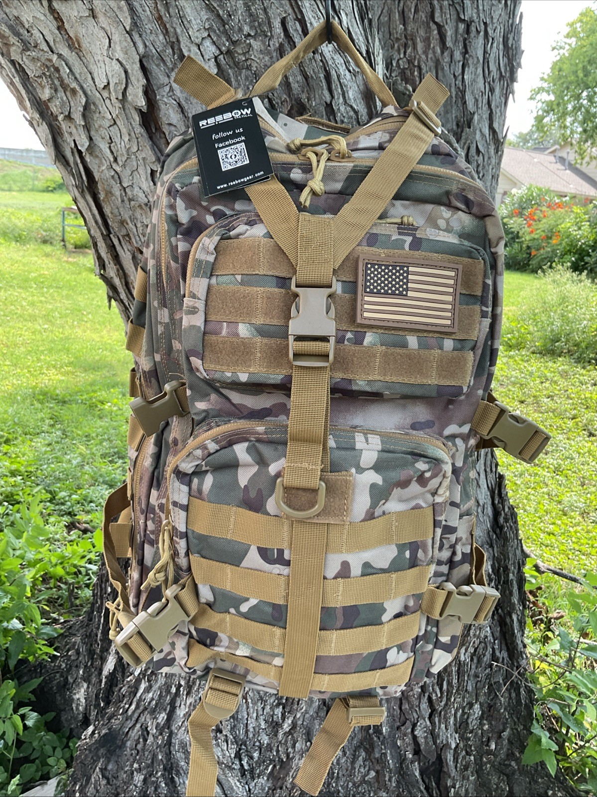 REBOW GEAR 38 L Tactical Backpack Green Camouflage Large