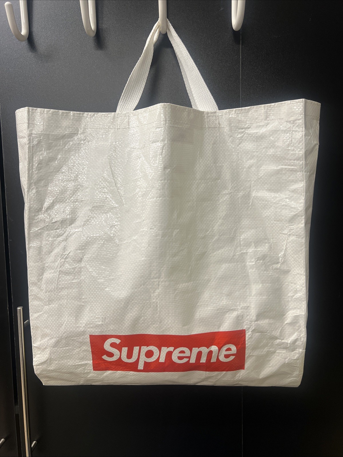 Supreme Box Logo Tote Bag Extra Large White Reusable 18×19 Open Top
