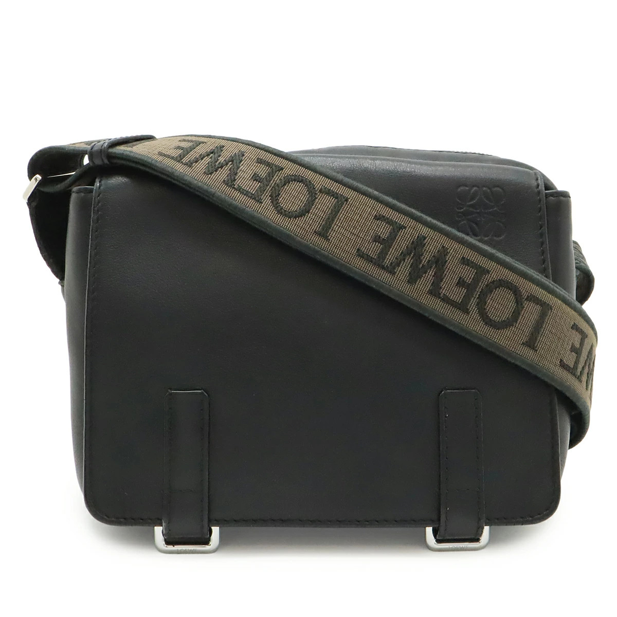 LOEWE Anagram Military Messenger Bag XS Shoulder Crossbody Leather Black