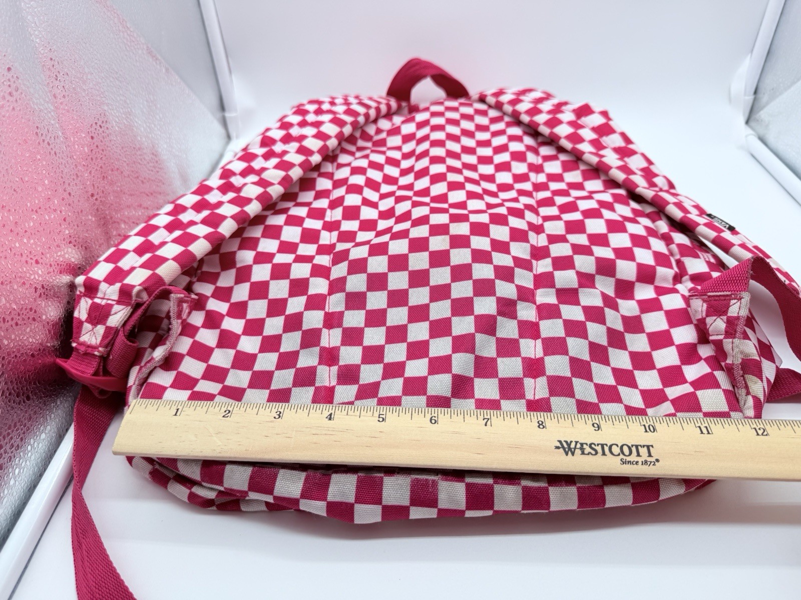 VANS OFF THE WALL Backpack Red White Check School Bag ( See Pictures)