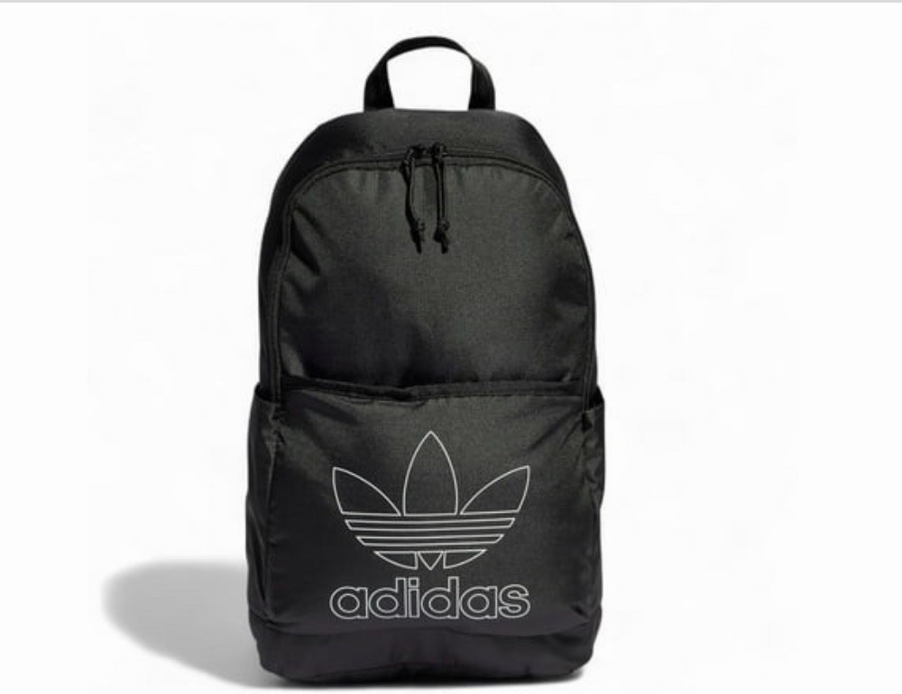 Adidas UNISEX Adicolor TRIFOIL LIGHT Backpack Black Front ZIP Pocket 17″ NEW $45