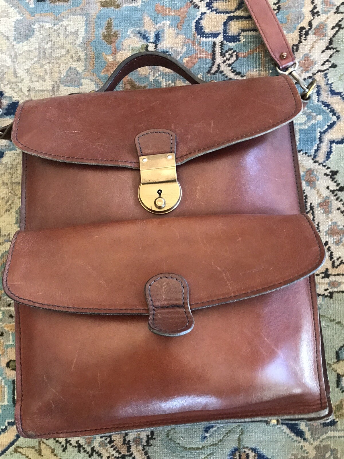 Schlesinger Saddle Leather Briefcase Messenger bag
