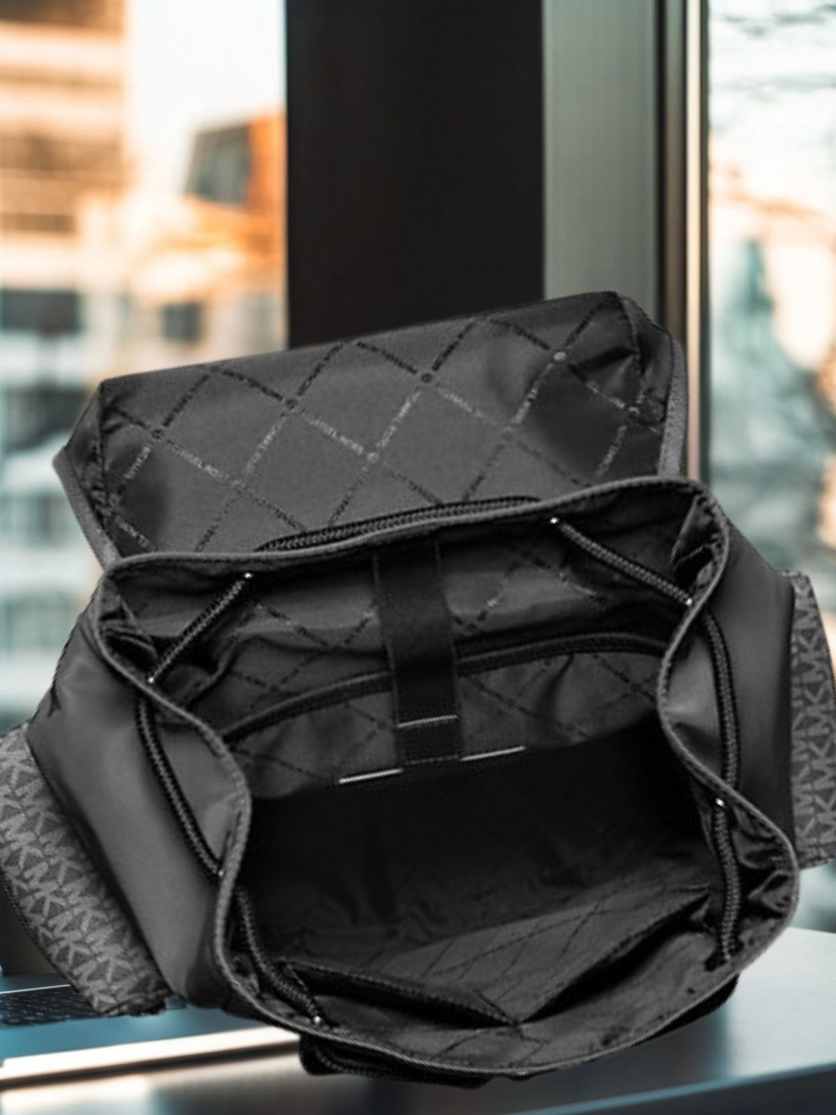 Michael Kors Cooper Men Signature Logo & Nylon Large Pocket Travel Backpack Bag