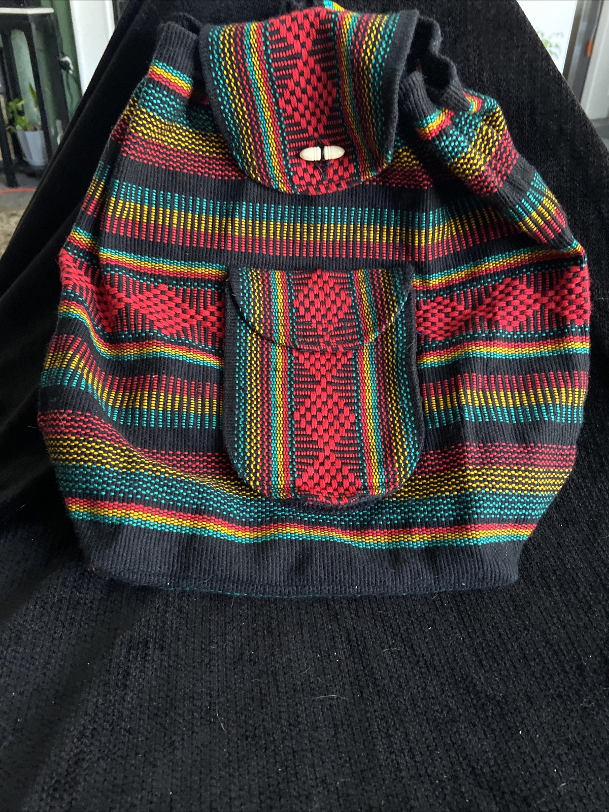 Boho Backpack/ Purse Mexican Woven by Mr Pinzon Artesanias Mexico Multi Colors