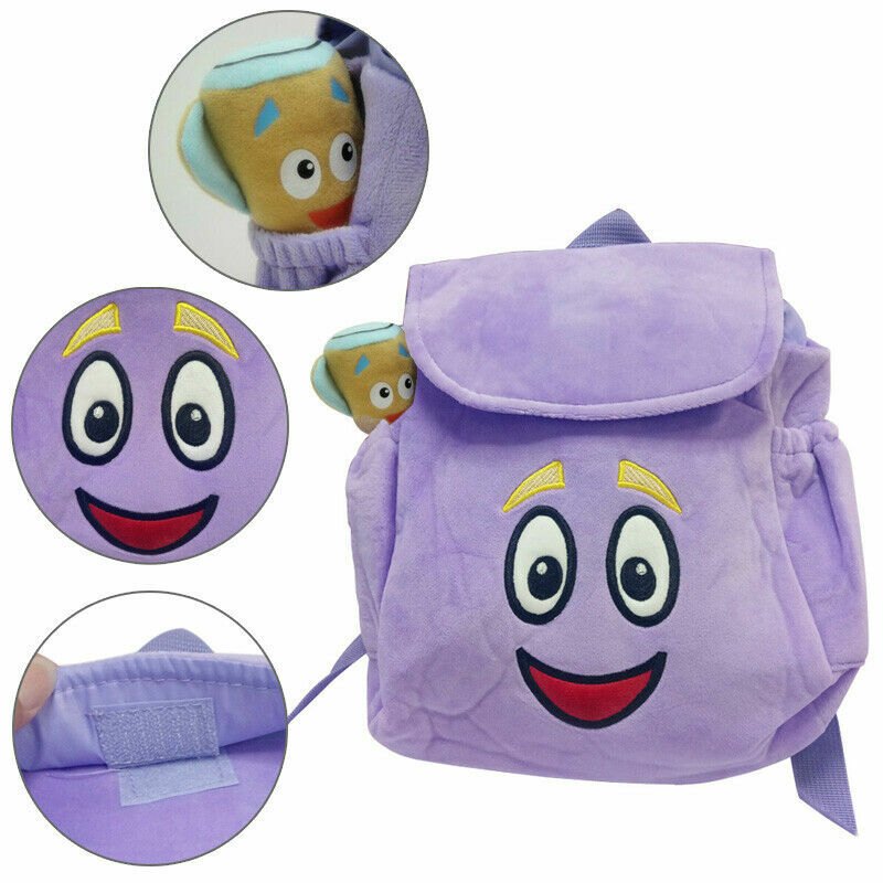 Nickelodeon Purple Dora The Explorer Mr. Face Plush 10″ Backpack Tote with Map