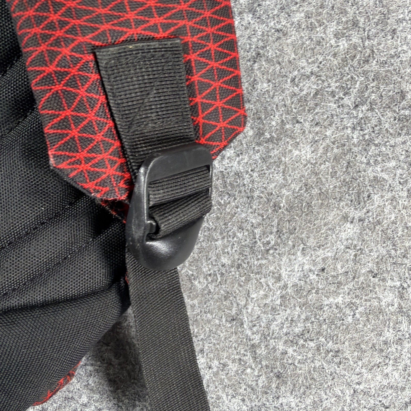 VOLCOM Stone Logo Backpack Red Black Geometric Crosshatch Grid Skate School Bag