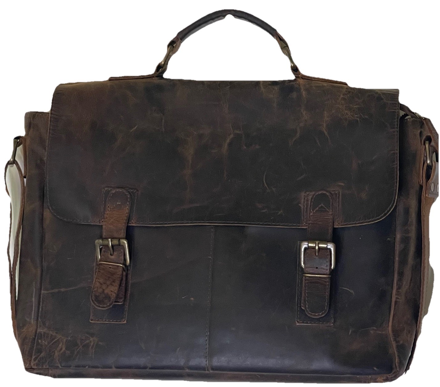 Moonster Buffalo Leather Briefcase 16” Laptop Messenger Bag Crossbody VG