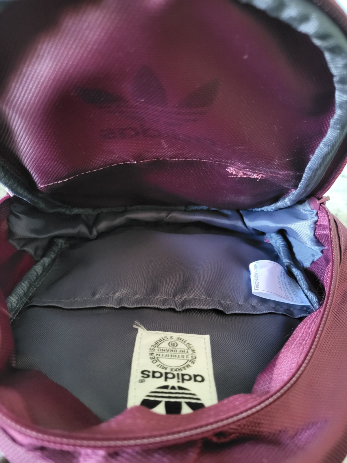 Adidas Maroon Adjustable Mini Backpack Adidas 3 Stripes