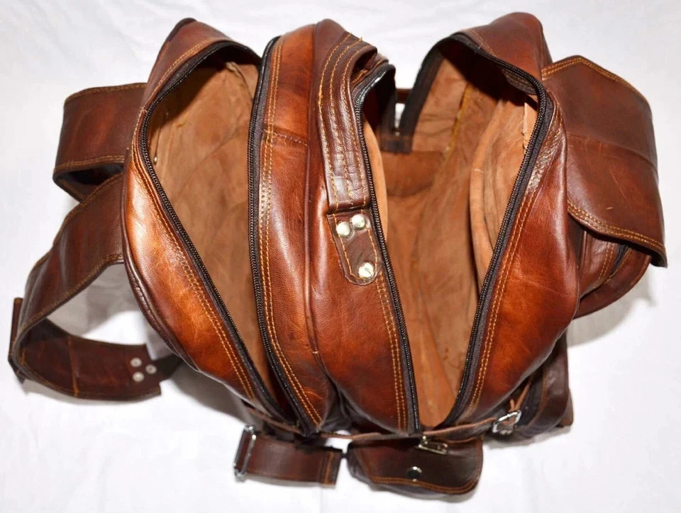 Goatskin Backpack Bag Alfa Leather Real Travel Men Laptop New Brown