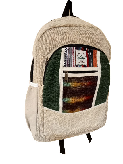 Large Hemp Cotton Backpack Eco Friendly Natural Beige Rucksack Bag Made in Nepal
