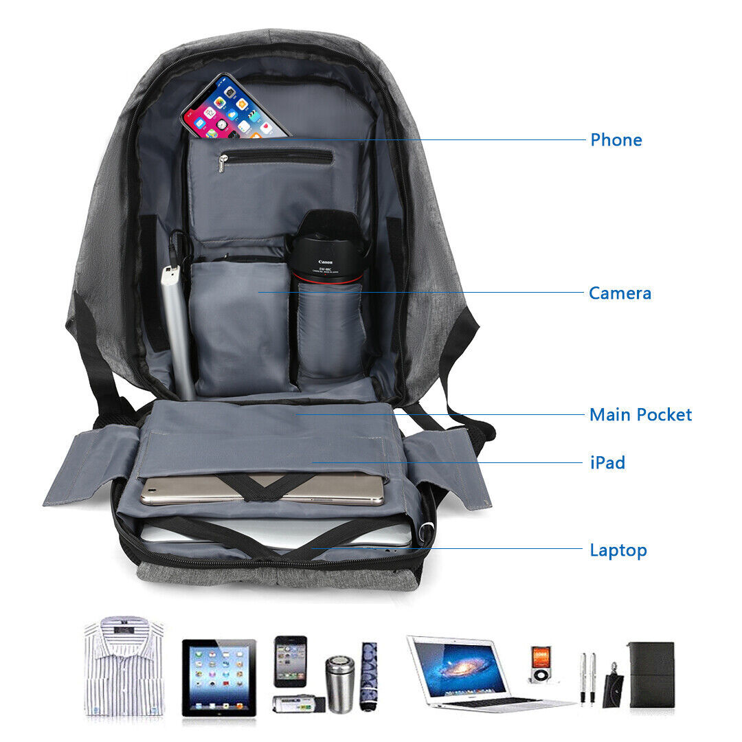Business Travel Lightweight Backpack for School Laptop With USB Port and Lock