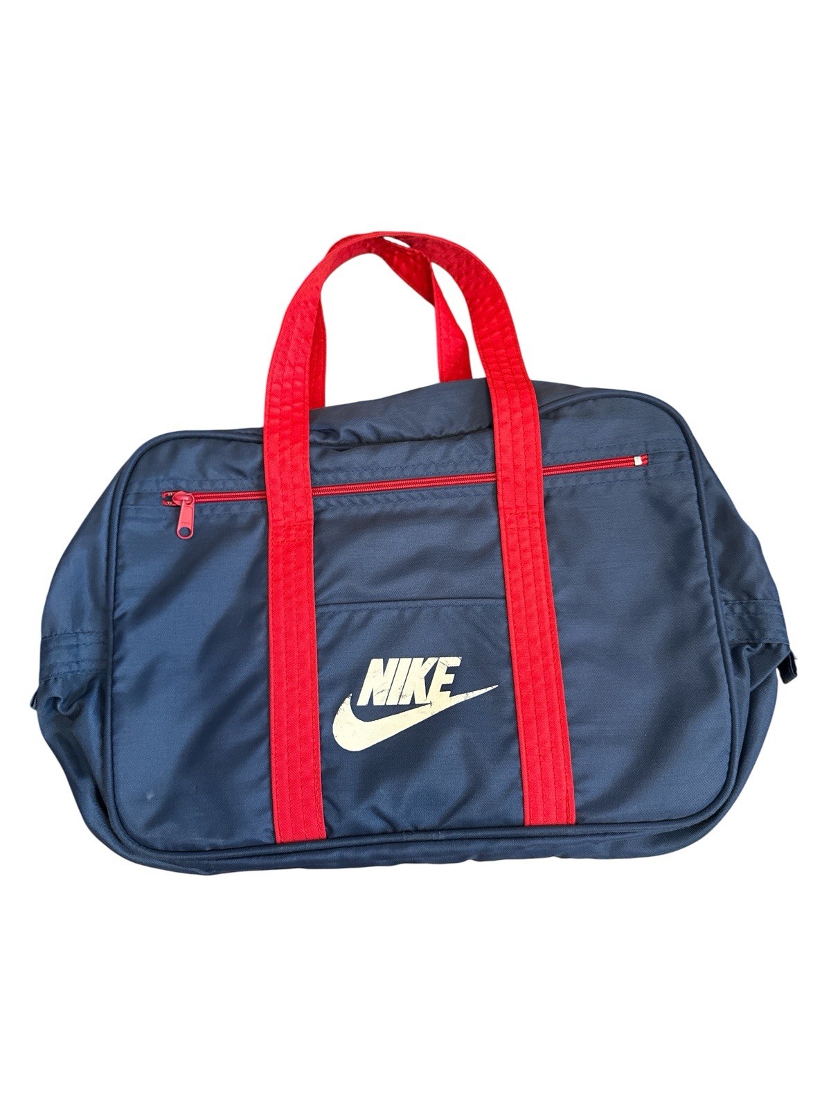 Vintage 1970s NIKE Blue Red Duffle Gym Bag Taiwan Made YKK Zippers