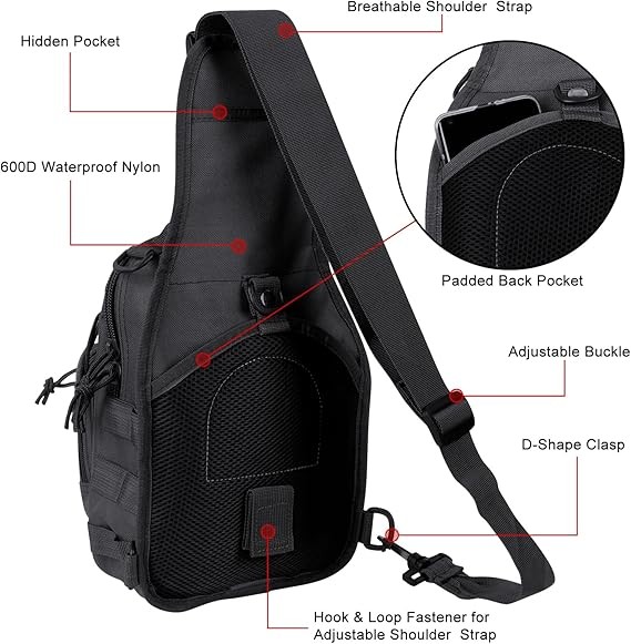Men Backpack Molle Tactical Sling Chest Pack Shoulder Bag Outdoor Travel Hiking
