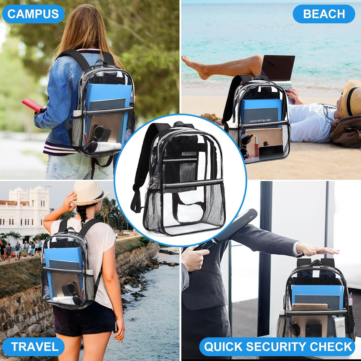 Clear Backpack Heavy Duty Large TPU Transparent Backpacks See Through Backpacks