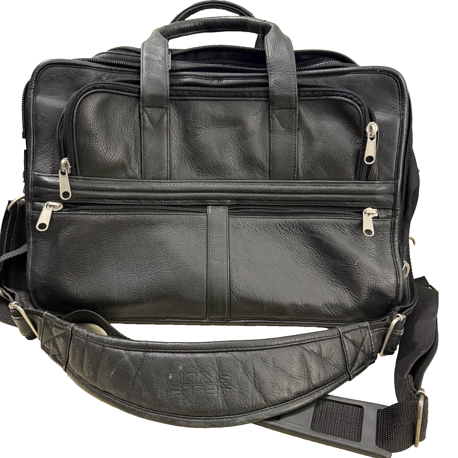 VTG Wilson Pelle Studio Black Leather Briefcase Laptop Messenger Bag Travel 90s