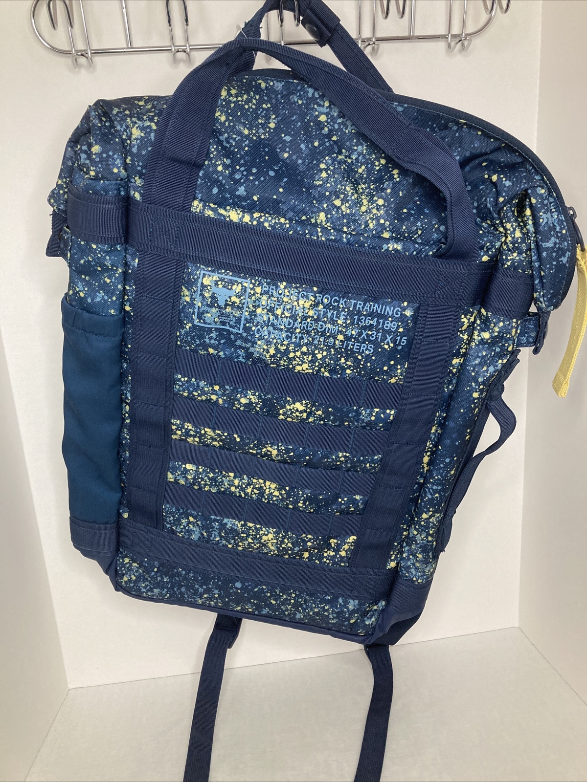 Under Armour UA Project Rock Blue Duffle Backpack Training Gym Bag 1364189-408