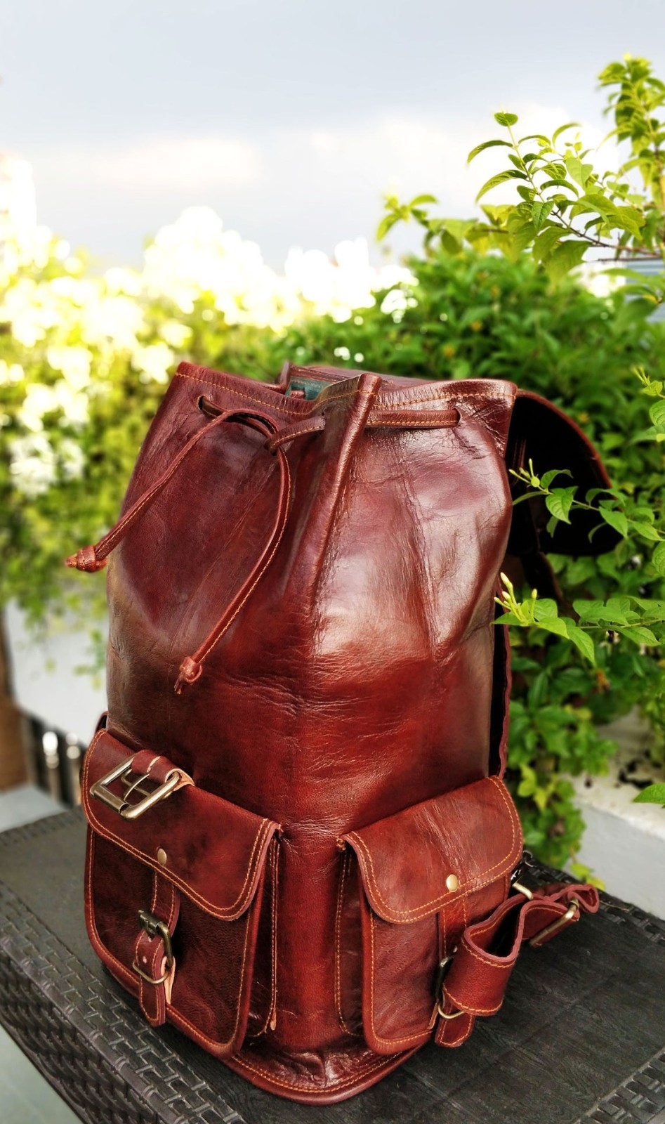 Leather Backpack Satchel Bag Brown Real Rucksack Men’s Genuine Vintage Laptop