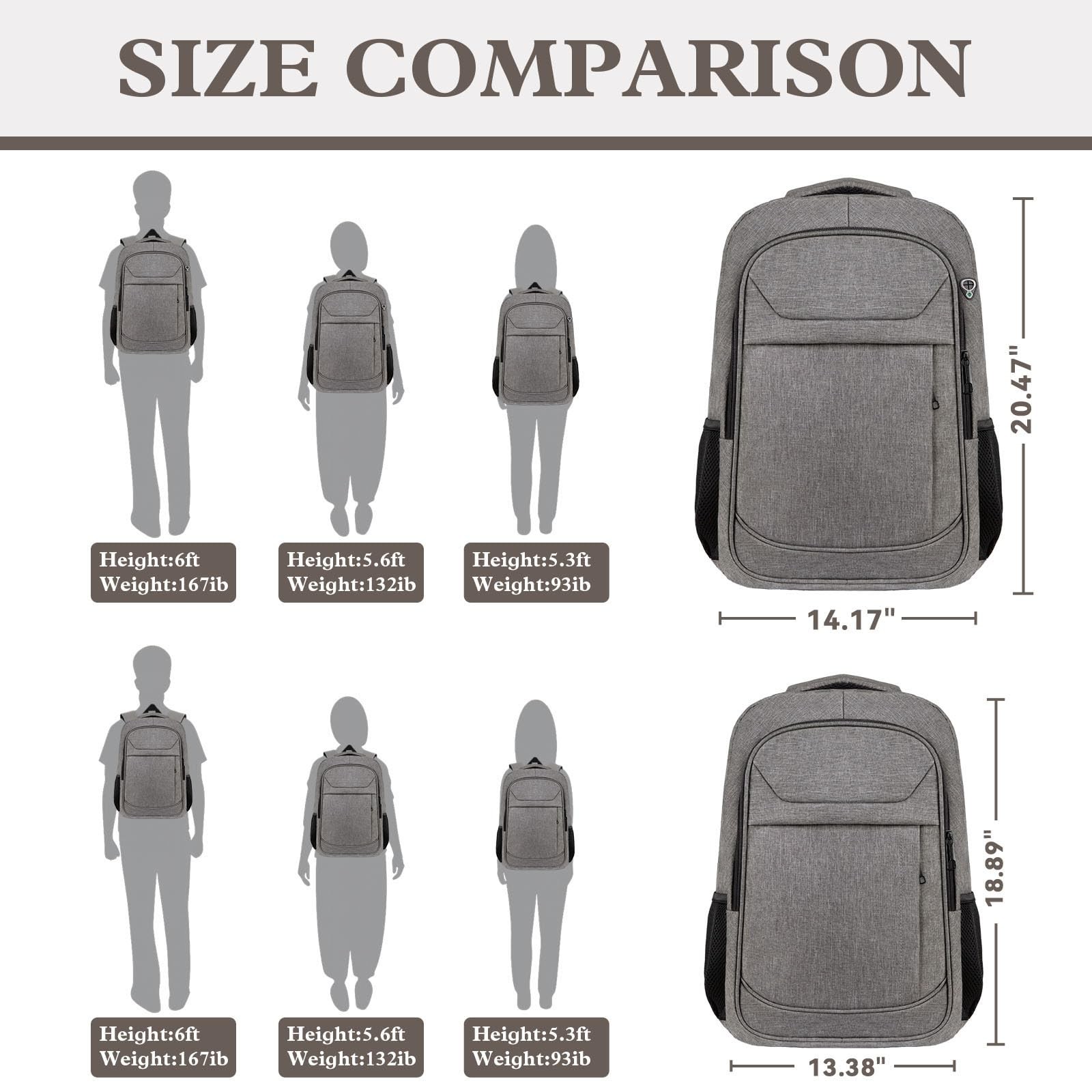 Extra Large 18.4 Inch Laptop Backpack TSA Friendly Travel College Bag Gray