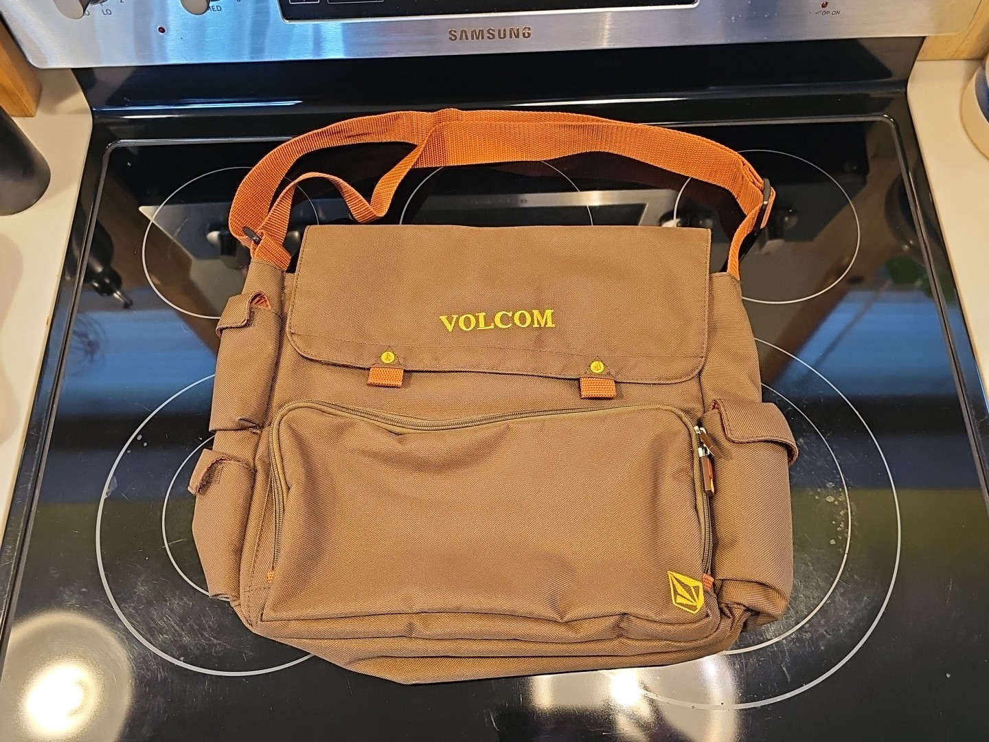Vintage 90s Volcom Messenger Bag Laptop Denim Blue Shoulder Strap Skateboard Y2K