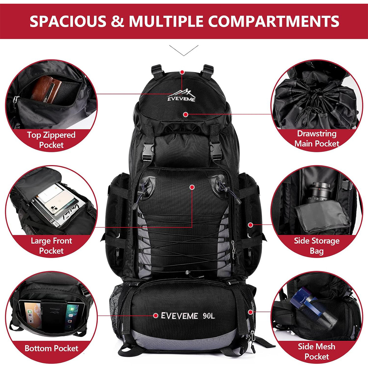 80L/100L Outdoor Hiking Military Tactical Backpack Camping Rucksack Trekking Bag