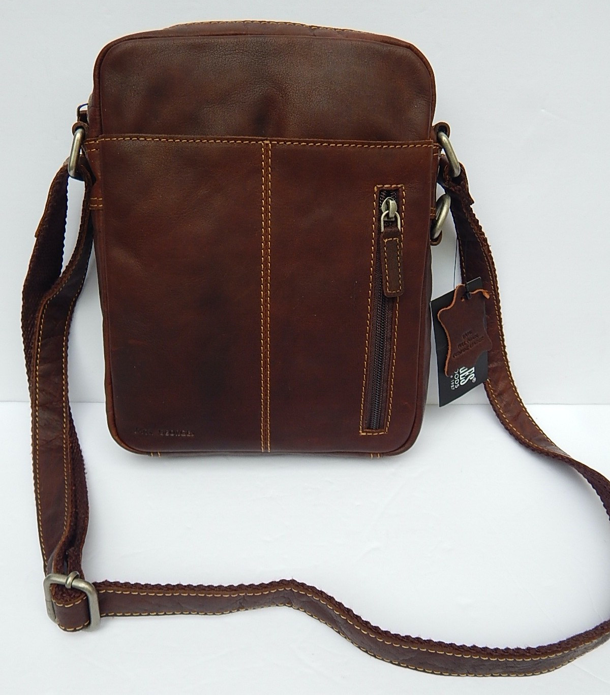 JACK GEORGES FINE LEATHER GOODS VOYAGER SLIM ZIPRED CROSSBODY 7213 AUTHENTIC NEW
