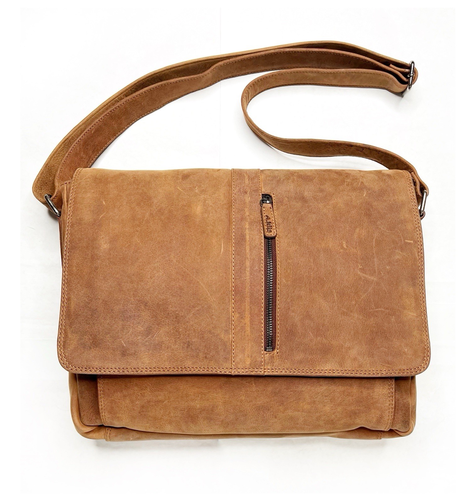 【EUC!】Adrian Klis ❖ Bison Leather Messenger Bag 🇨🇦Handcrafted in Canada -Brown