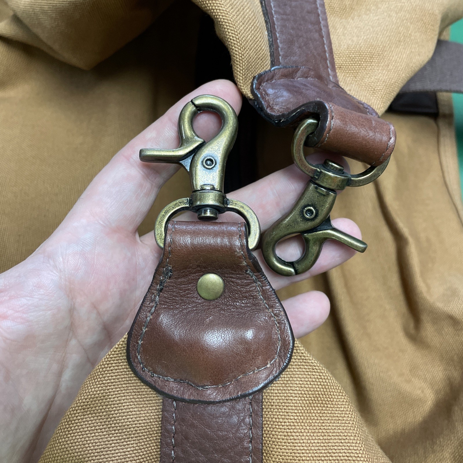 Carhartt Bag Made In USA 125th Anniversary Duffel Duck Leather Brass 18×10.5×10”