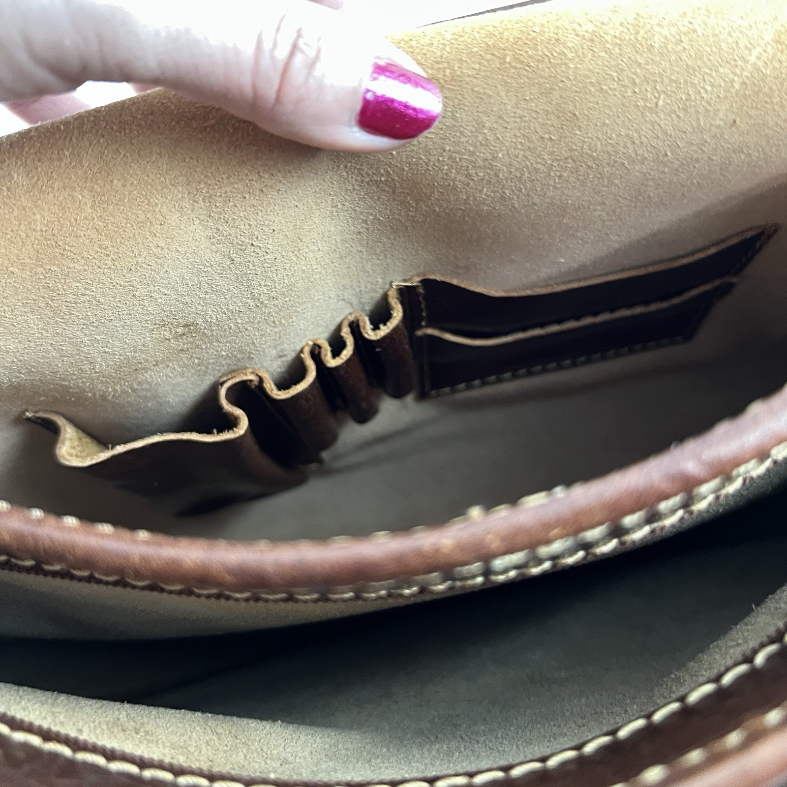 Cenzo Leather Briefcase Messenger Bag Floto Italian Calfskin Brass Hardware
