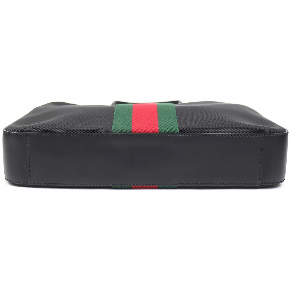 Gucci Techno Canvas Briefcase Black Web Stripe 2WAY Shoulder Bag Top Handle