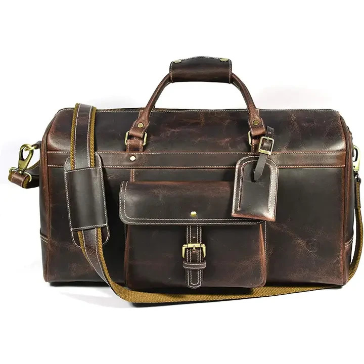 Tuzech Large Duffel Luggage Leather Travel Bag Duffel Bag Gym Bag Airplane Cabin