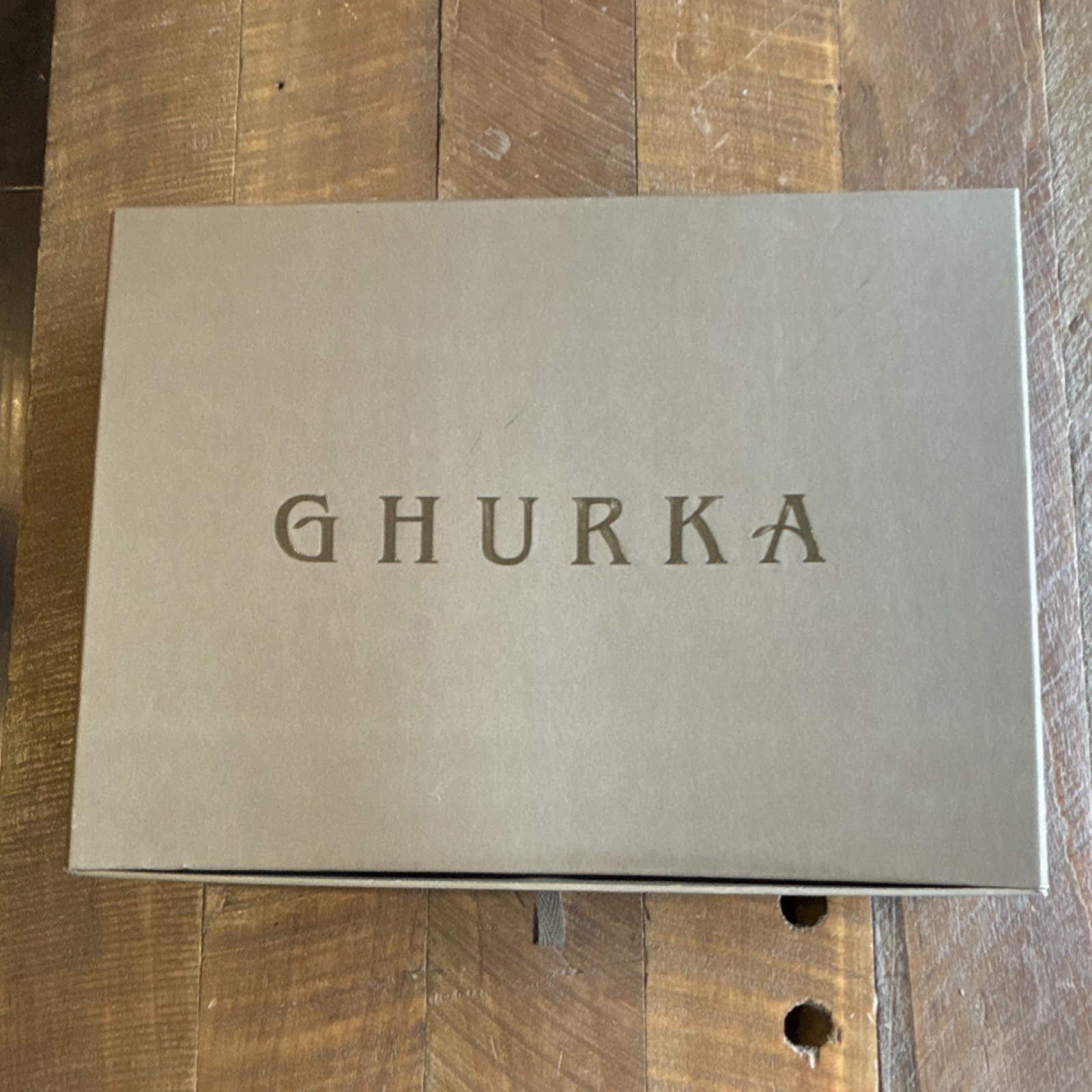 Ghurka Gray Leather Pouch Button Closure Solid Pattern